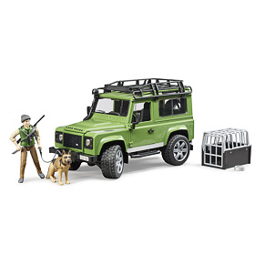 Land Rover Defender s figúrkou poľovníkov a psa - Bruder 2587