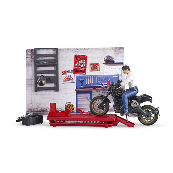 Moto dielňa s motocyklom a figúrkou - Bruder 62101