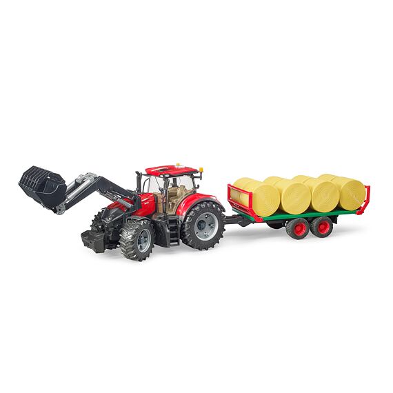 CASE IH Optum 300 CVX s čelným nakladačom a prepravníkom balíkov - Bruder 3198