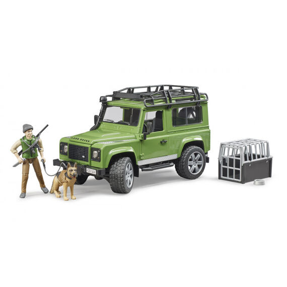 Land Rover Defender s figúrkou poľovníkov a psa - Bruder 2587