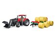 CASE IH Optum 300 CVX s čelním nakladačem a přepravníkem balíků - Bruder 3198